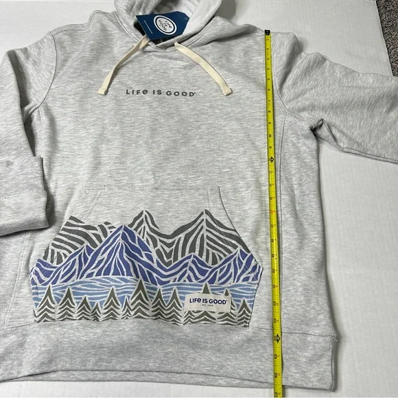 Life is Good NWT Men's Gray Hoodie Size Medium Mountains - Picture 7 of 8